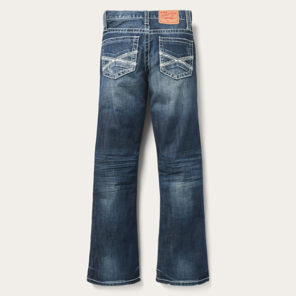 1014 Fit Destructed Medium Wash Jeans Blue | Men Stetson Boot Cut