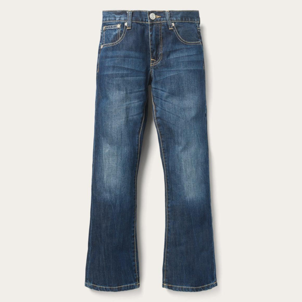 1014 Fit Semi-Destructed Wash Jeans Blue | Men Stetson Boot Cut