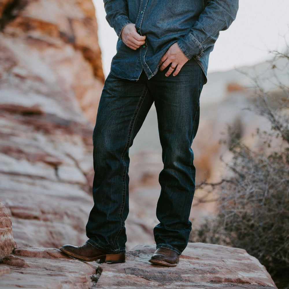 1312 Fit Jeans With A Pieced Back Pocket Blue | Men Stetson Boot Cut