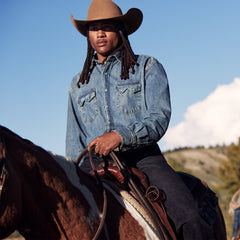 Turquoise Snap Western Denim Shirt Blue | Stetson