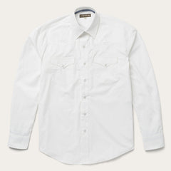 Classic Solid Snap Poplin Shirt In Optic White White | Stetson
