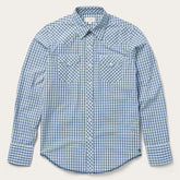 Modern Snap Front Shirt in Mini Check Blue | Stetson