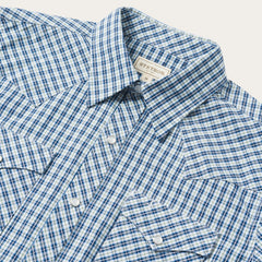 Modern Snap Front Shirt in Mini Check Blue | Stetson