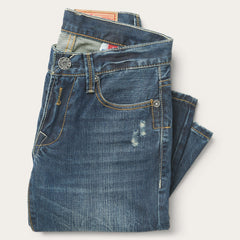 1014 Fit Destructed Dark Wash Jeans Blue | Stetson