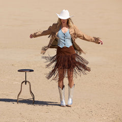 Suede Fringed Skirt Brown | Stetson