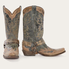 Sundance Kid Washed Crater Black Cowboy Boot Black | Stetson