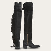 Glam Over-The-Knee Fringe Boot Black Leather | Stetson