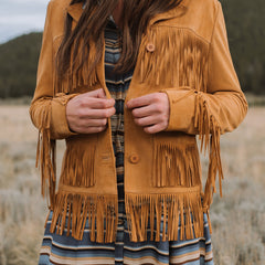 Fringe Suede Jacket Tan | Stetson