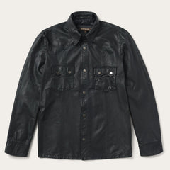 Leather Western Shirt Jacket Black | Stetson