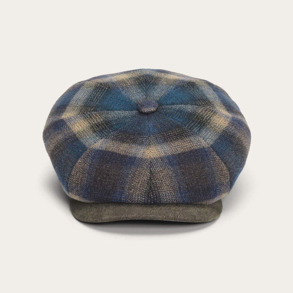 Hatteras Virgin Wool Cap Blue/Beige Check | Stetson