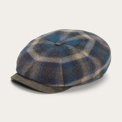 Hatteras Virgin Wool Cap Blue/Beige Check | Stetson