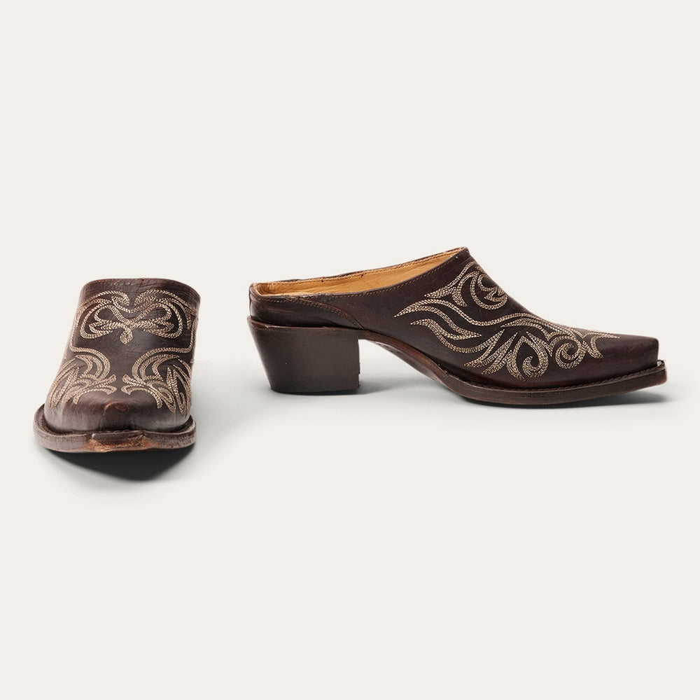Adley Vintage Finished Leather Mules Brown | Stetson