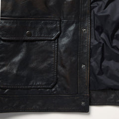 Snap Front Leather Jacket Brown | Stetson
