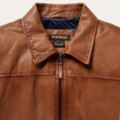 Zip-Front Lightweight Leather Jacket Brown | Stetson