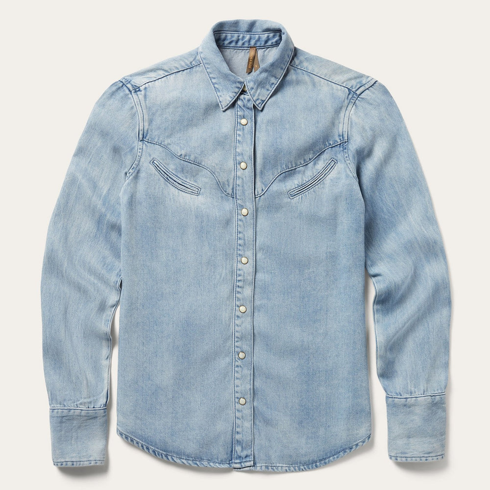 Curved Yoke Western Denim Shirt Blue | Stetson