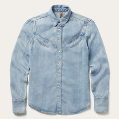 Curved Yoke Western Denim Shirt Blue | Stetson