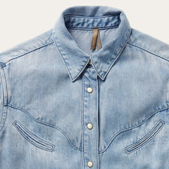 Curved Yoke Western Denim Shirt Blue | Stetson