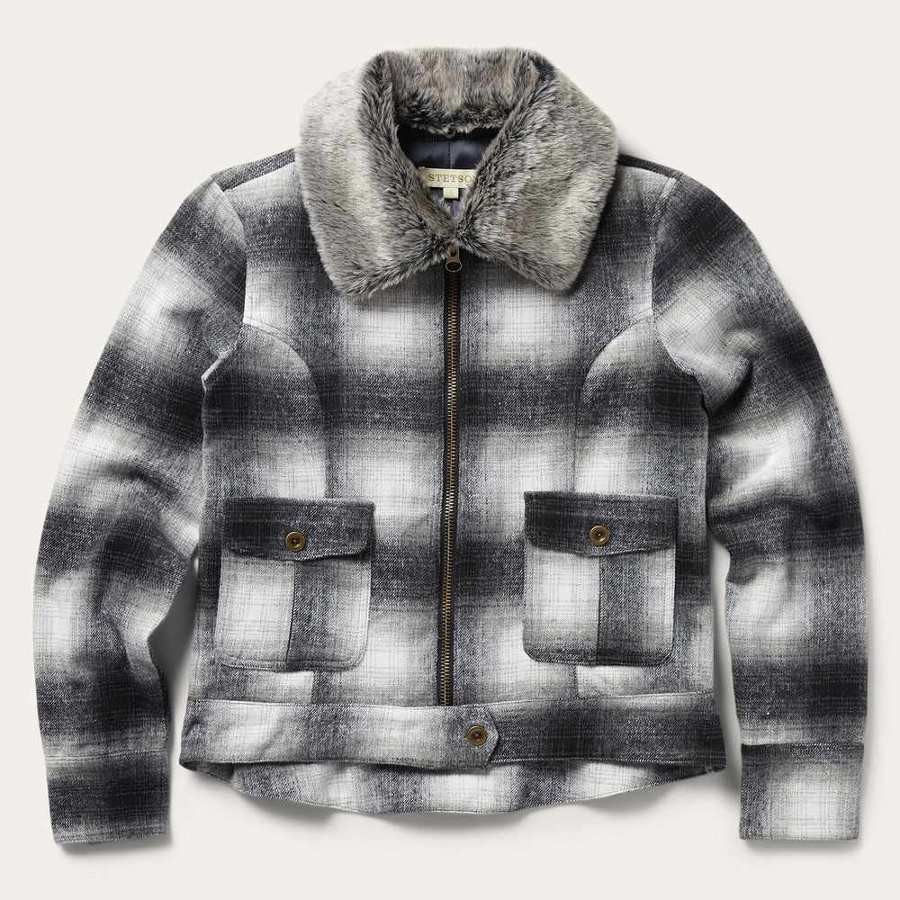 Plaid Cropped Jacket Black | Stetson