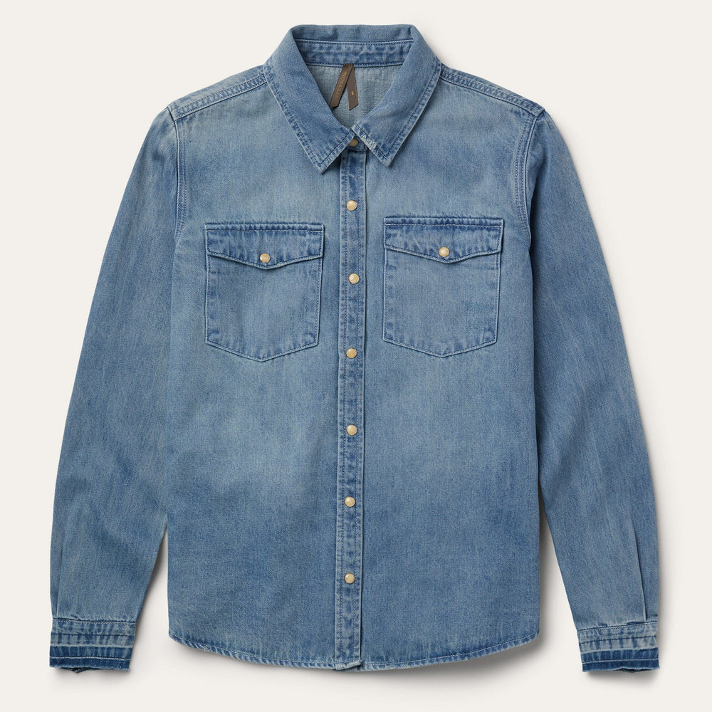 Loose Fit Denim Snap-Front Shirt Blue | Stetson