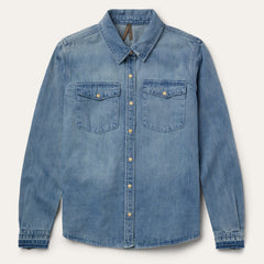 Loose Fit Denim Snap-Front Shirt Blue | Stetson