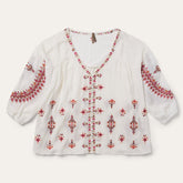 Dobby Peasant Blouse White | Stetson