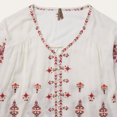Dobby Peasant Blouse White | Stetson