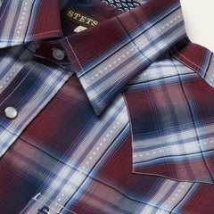 Good Luck Plaid Western Shirt Wine | Stetson