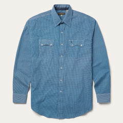 Micro Print Western Shirt Blue | Stetson