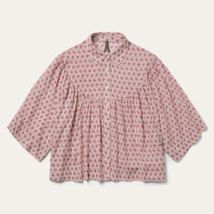 Short-Sleeved Cottage Floral Blouse Red | Stetson