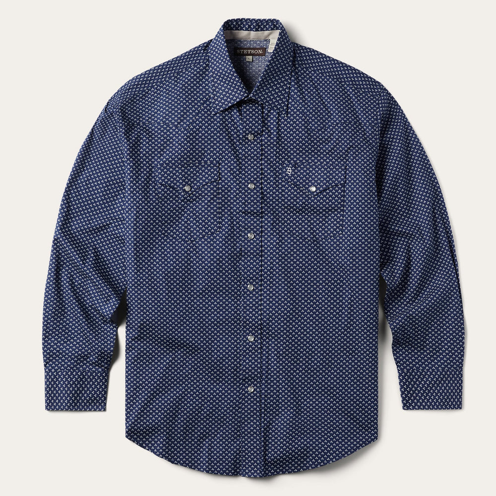 Blue Polaris Geo Print Western Shirt Blue | Stetson