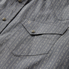 Horseshoe Stripe Print Shirt Grey | Stetson