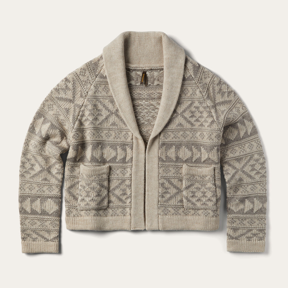 Cropped Shawl Collar Cardigan Brown | Stetson