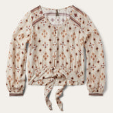 Gaucho Print Herringbone Blouse White | Stetson