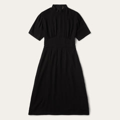 Black Herringbone Twill Midi Dress Black | Stetson
