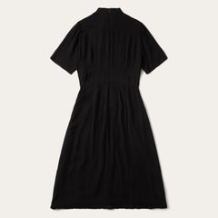 Black Herringbone Twill Midi Dress Black | Stetson