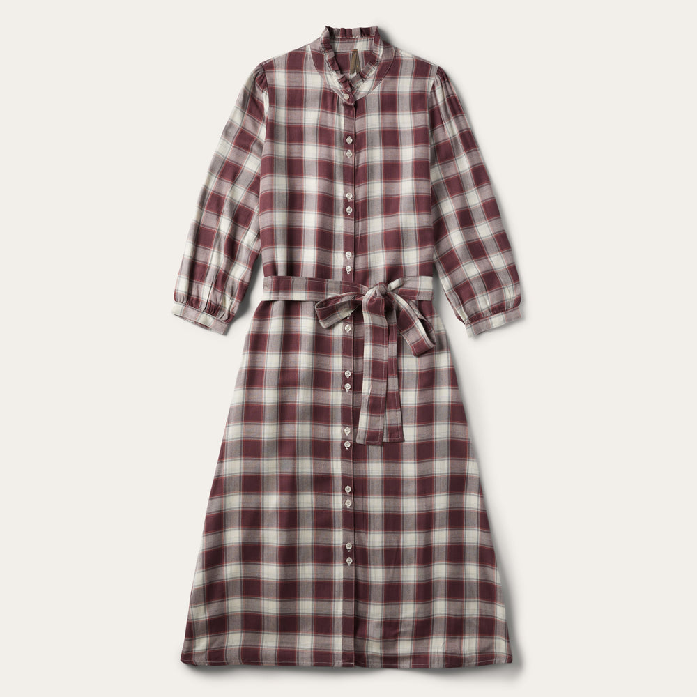 Gaucho Plaid Prairie Shirt Dress Wine | Stetson