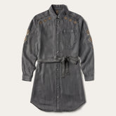 Embroidered Snap Front Shirt Dress Black | Stetson