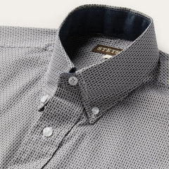 Grey Geo Print Button Front Shirt Grey | Stetson