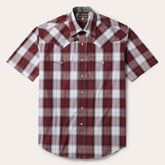 Shadow Plaid Short Sleeve Western Shirt Wine | Stetson
