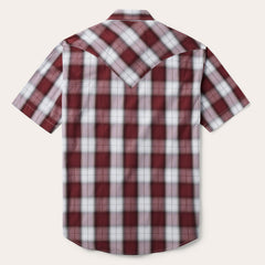 Shadow Plaid Short Sleeve Western Shirt Wine | Stetson