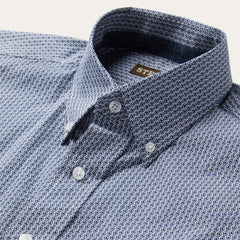 Blue Deco Geo Print Button Front Shirt Blue | Stetson