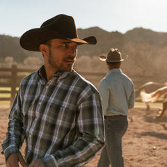 Lucky Diamond Plaid Button Front Shirt Green | Stetson