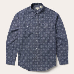 Blue Medallion Print Western Shirt Blue | Stetson