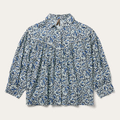 Indigo Tapestry Print Blouse Blue | Stetson
