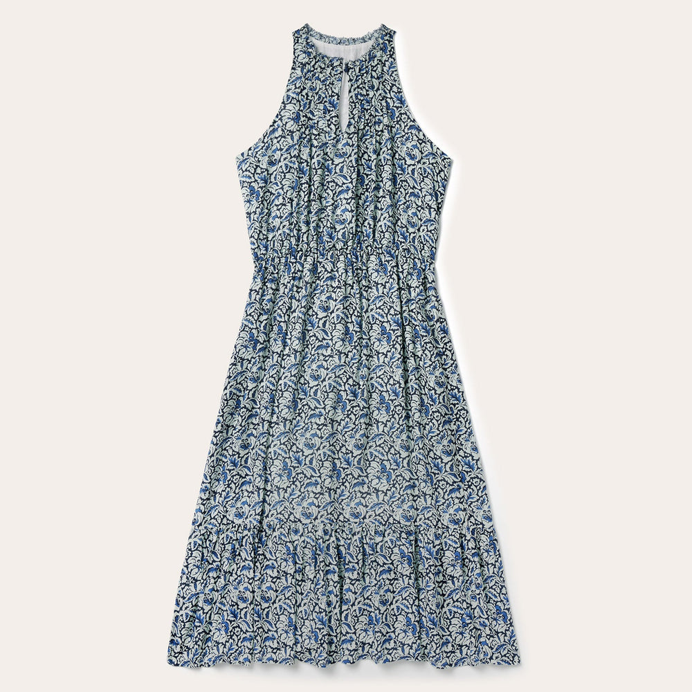 Indigo Tapestry Print Prairie Dress Blue | Stetson