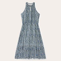 Indigo Tapestry Print Prairie Dress Blue | Stetson