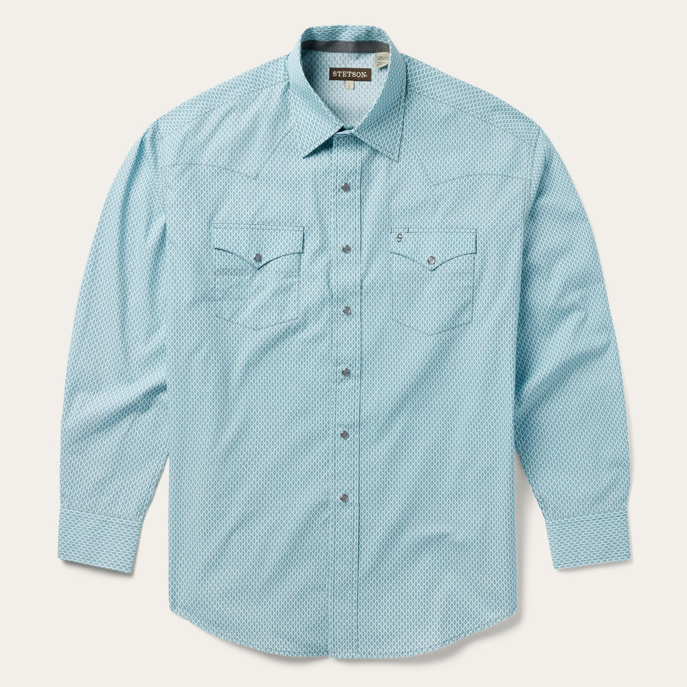 Silver Diamond Neat Print Western Shirt Blue | Stetson