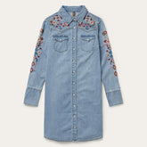 Embroidered Denim Shirt Dress Blue | Stetson