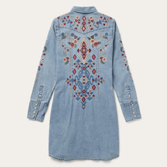 Embroidered Denim Shirt Dress Blue | Stetson