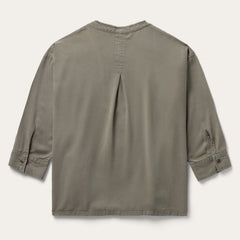 Olive Twill Peasant Blouse Green | Stetson